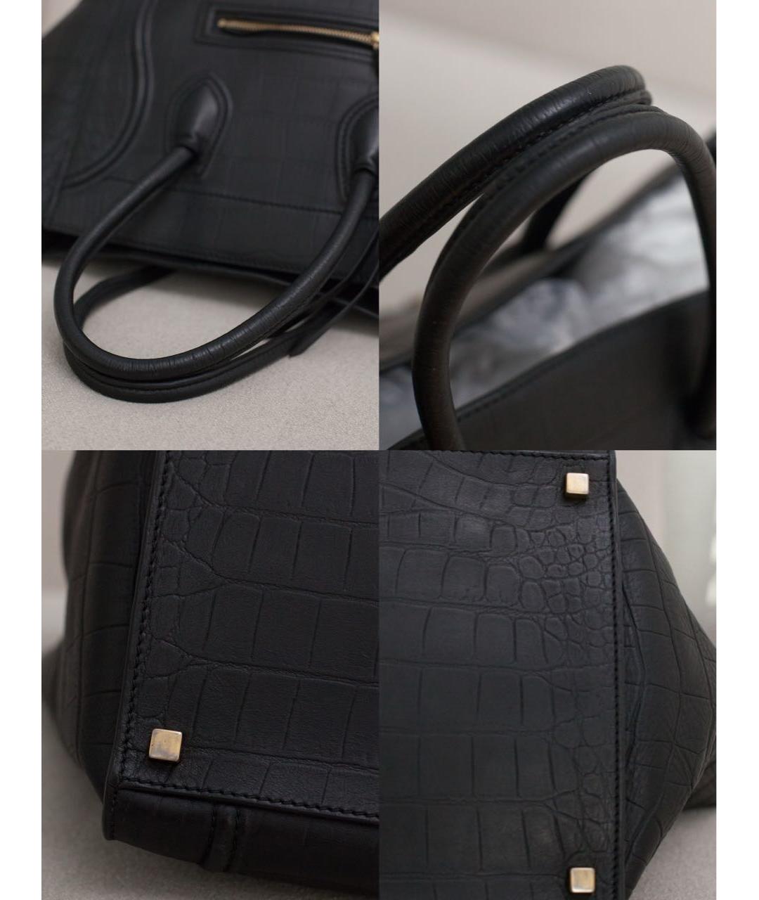 CELINE Черная кожаная сумка с короткими ручками, фото 6