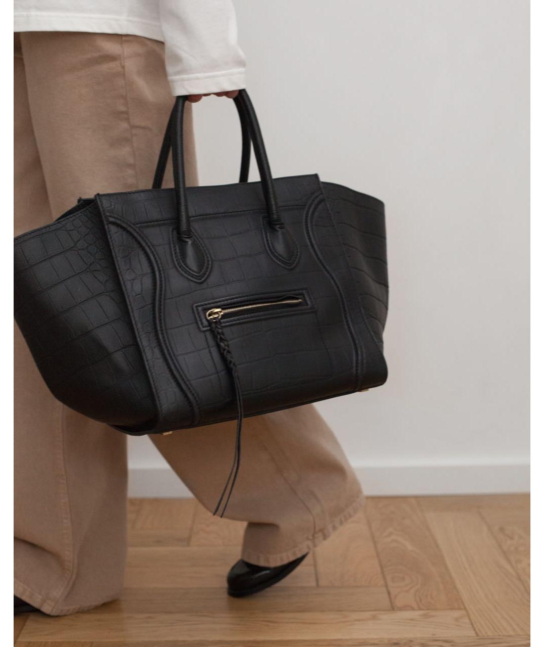 CELINE Черная кожаная сумка с короткими ручками, фото 3