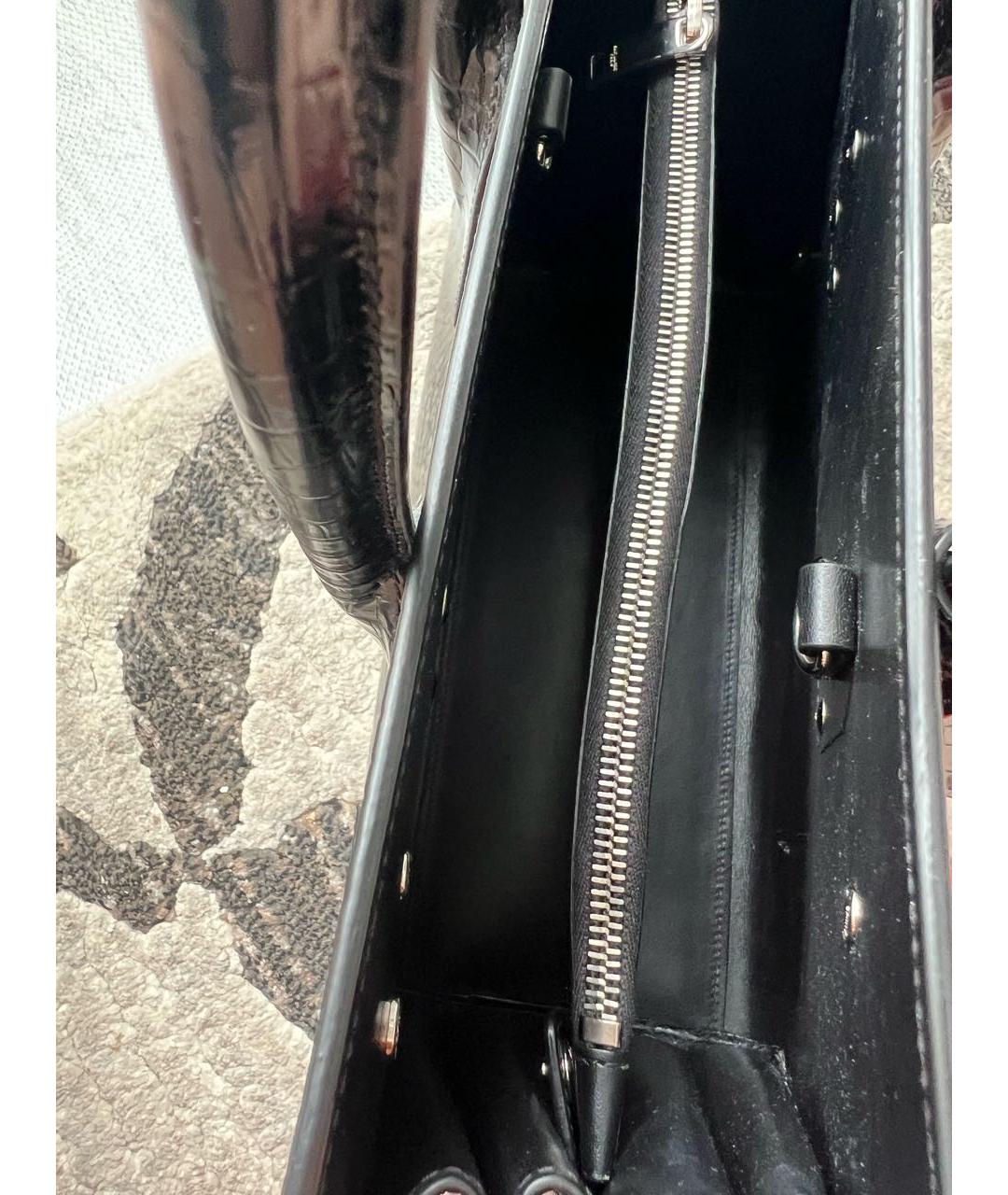 SAINT LAURENT Черная сумка тоут из лакированной кожи, фото 7