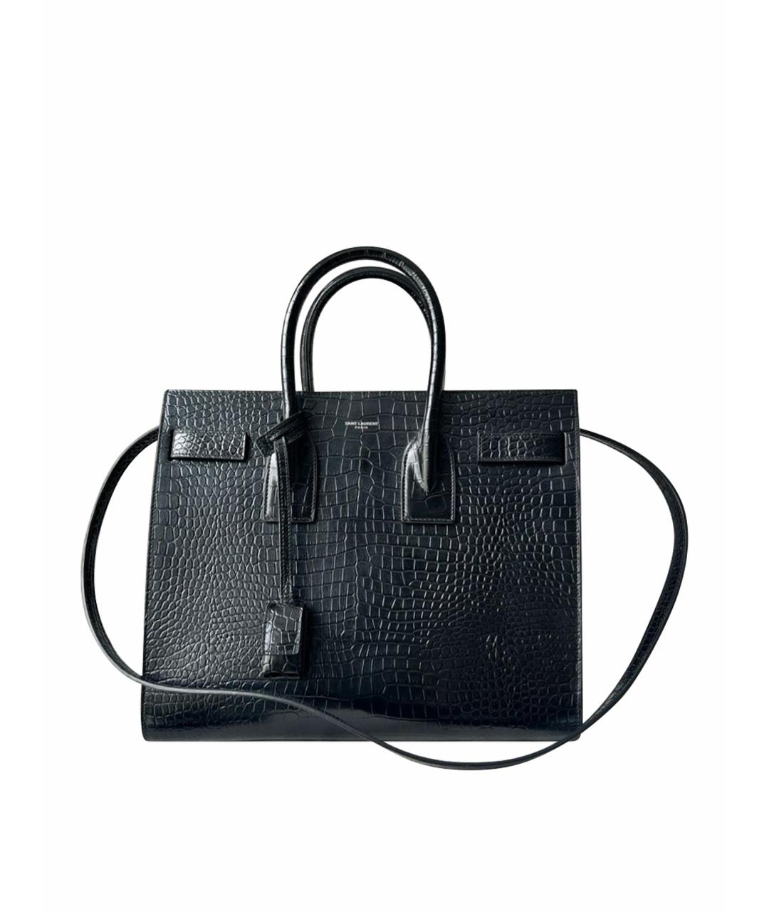 SAINT LAURENT Черная сумка тоут из лакированной кожи, фото 1