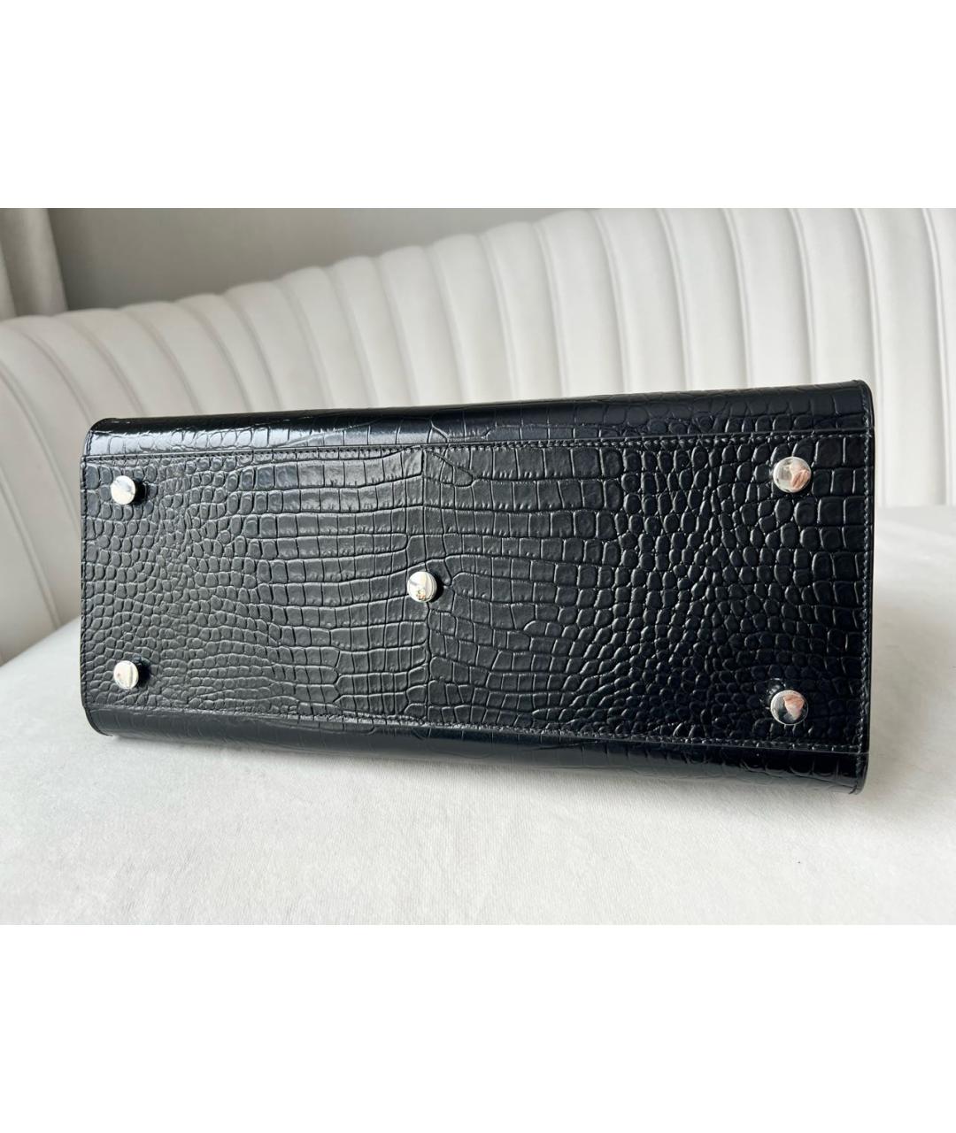 SAINT LAURENT Черная сумка тоут из лакированной кожи, фото 5