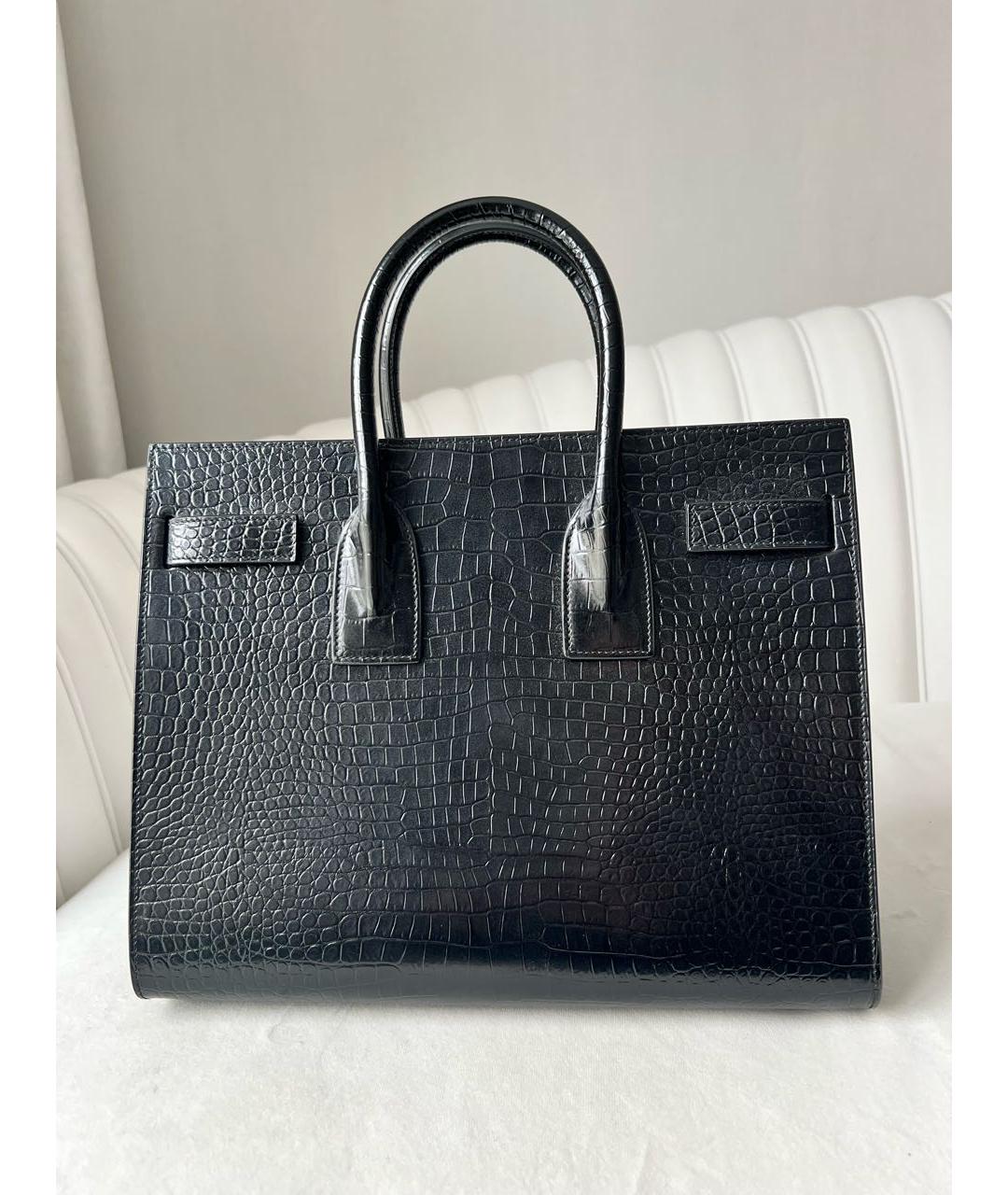 SAINT LAURENT Черная сумка тоут из лакированной кожи, фото 3