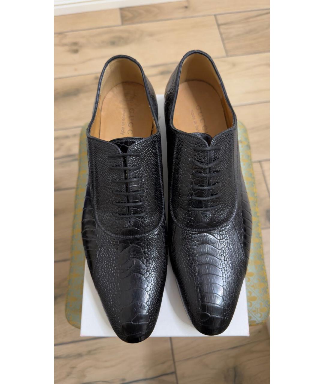 GUCCI Черные туфли из экзотической кожи, фото 2