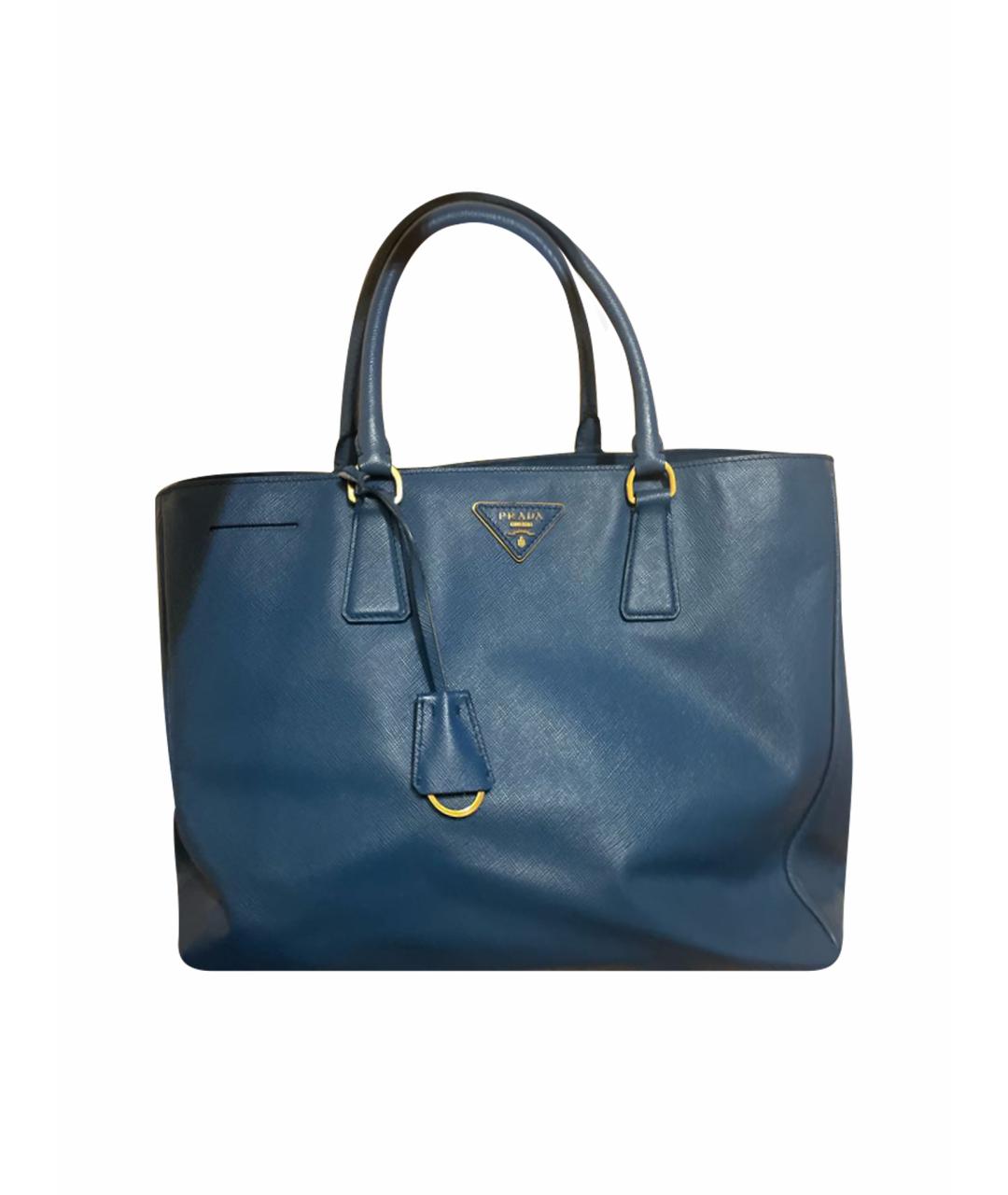 PRADA Бирюзовая кожаная сумка с короткими ручками, фото 1