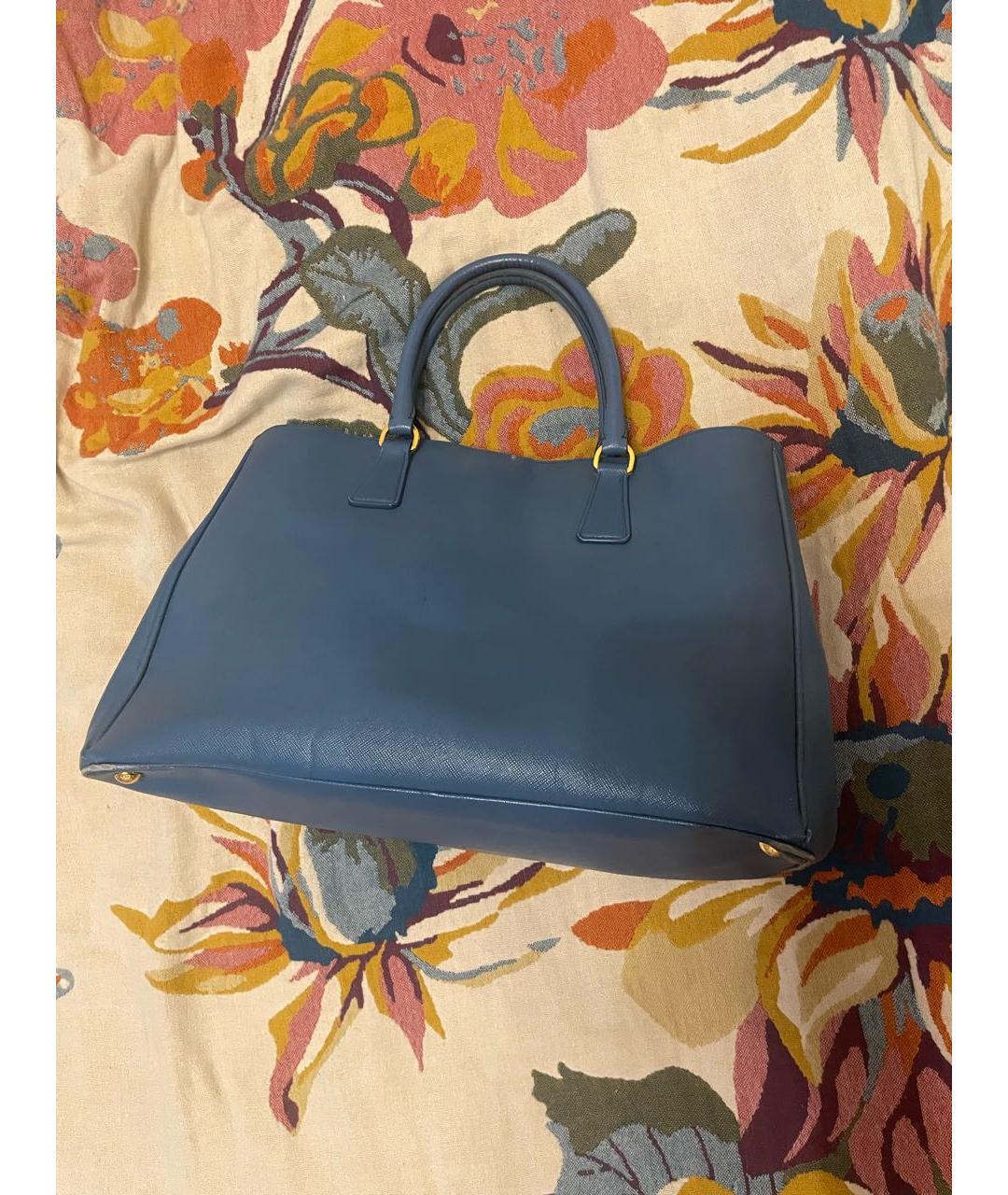 PRADA Бирюзовая кожаная сумка с короткими ручками, фото 3