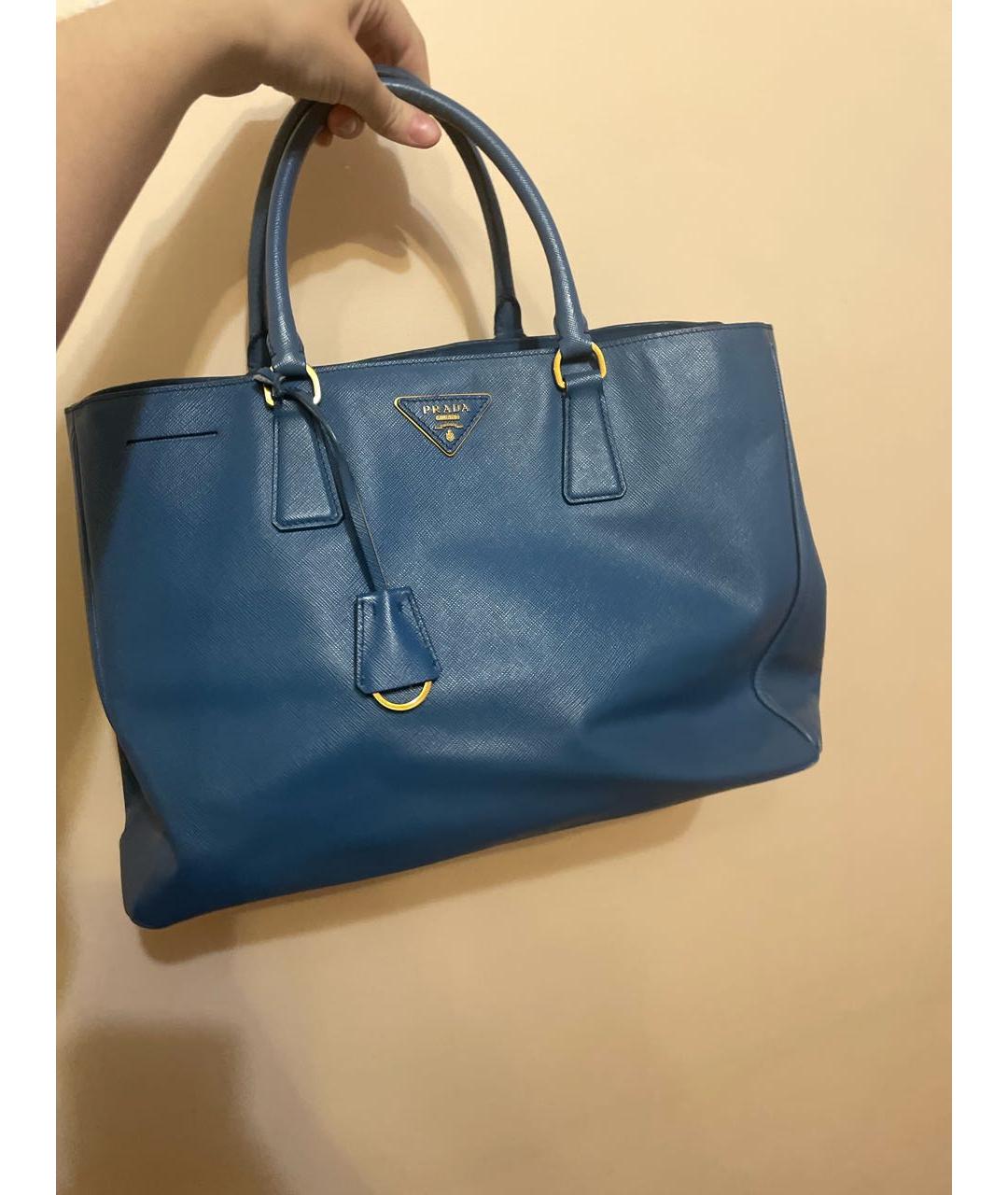 PRADA Бирюзовая кожаная сумка с короткими ручками, фото 5