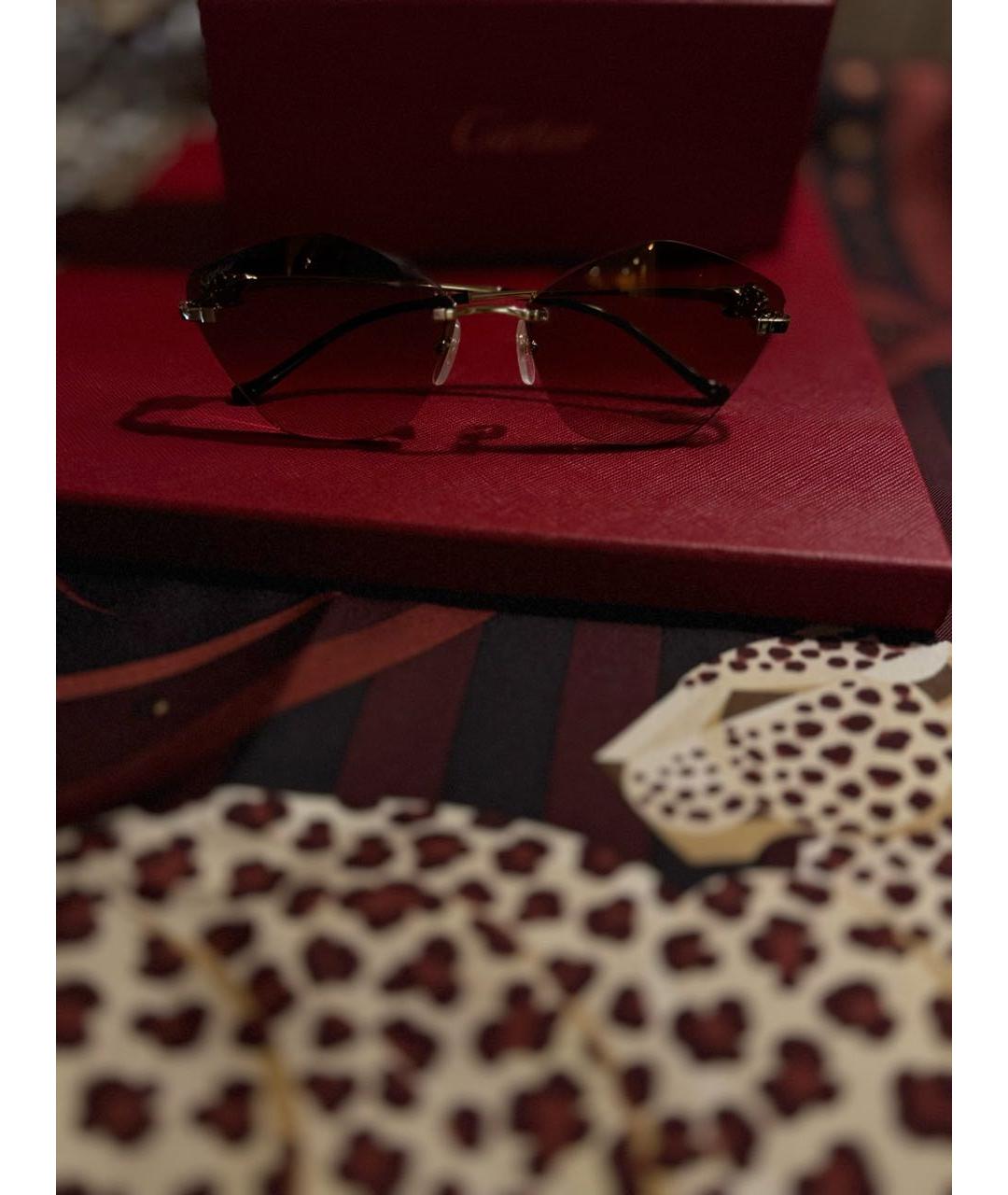 CARTIER Коричневые металлические солнцезащитные очки, фото 5