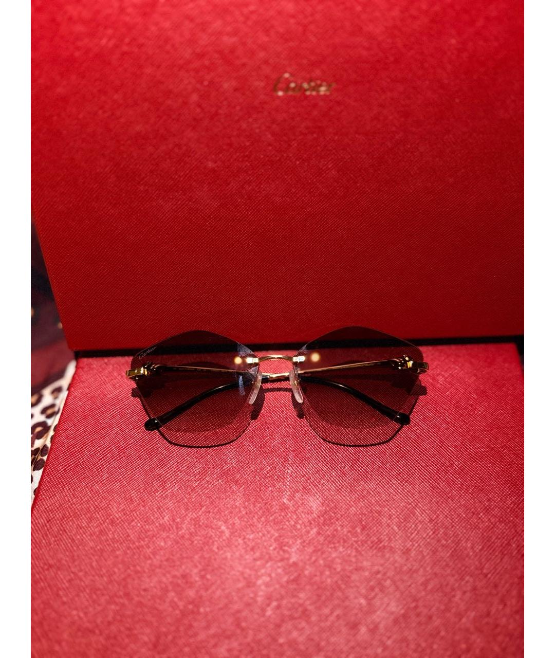 CARTIER Коричневые металлические солнцезащитные очки, фото 9