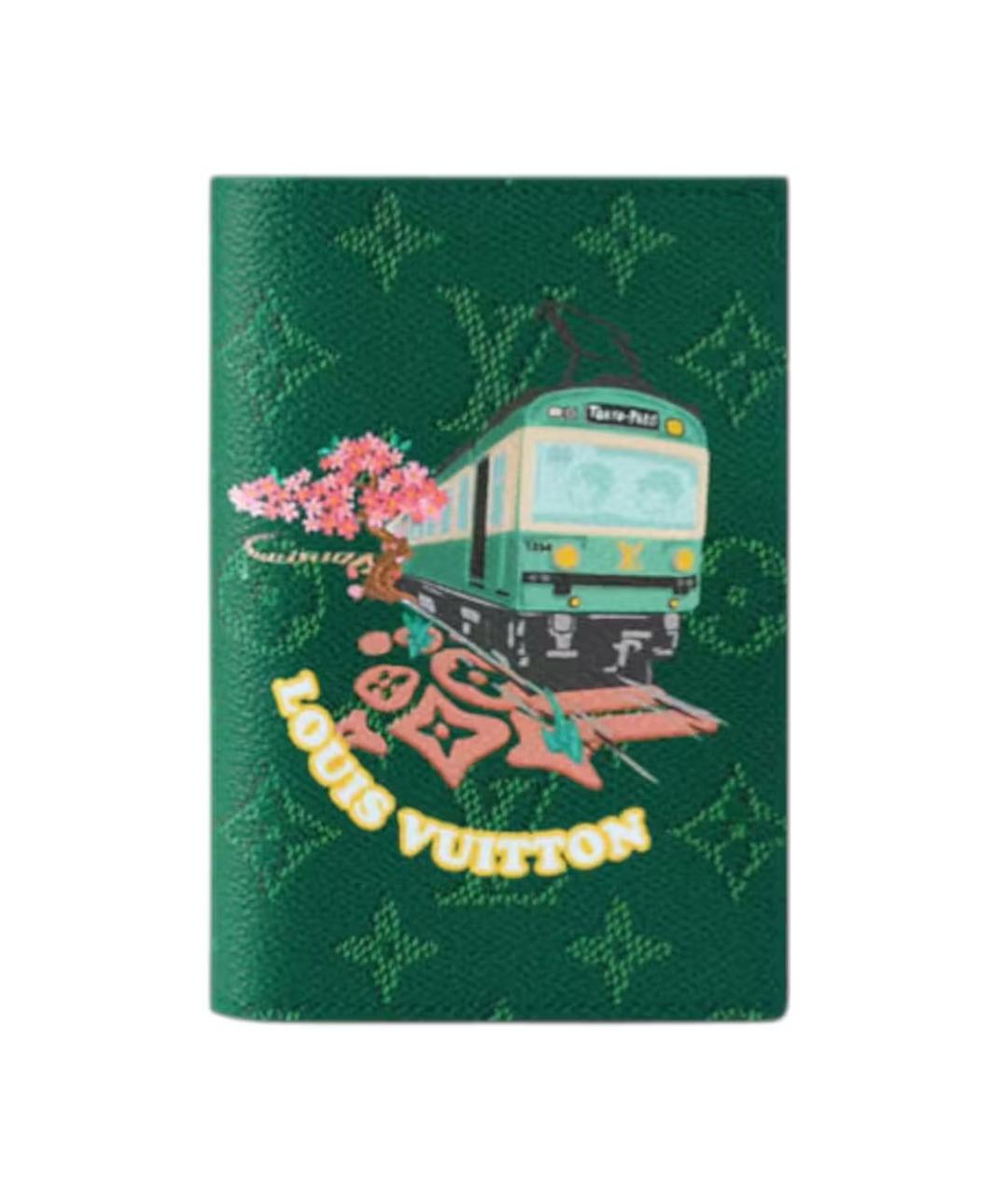 LOUIS VUITTON Зеленый кожаный кардхолдер, фото 1