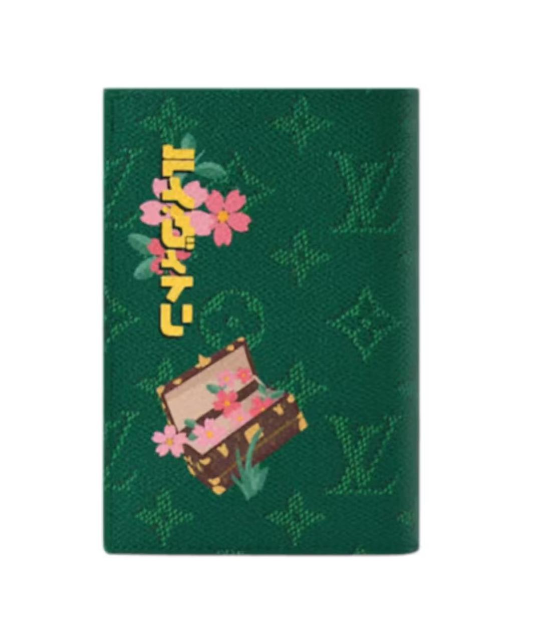 LOUIS VUITTON Зеленый кожаный кардхолдер, фото 2