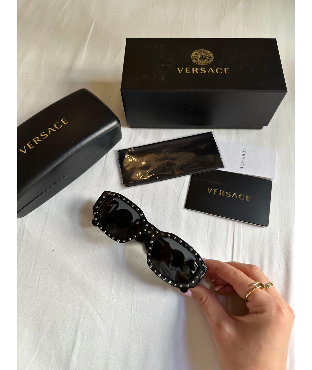 VERSACE Черные пластиковые солнцезащитные очки, фото 5