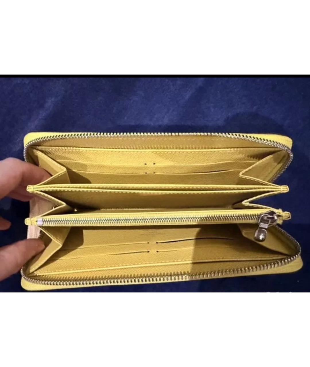 LOUIS VUITTON Желтый кожаный кошелек, фото 4