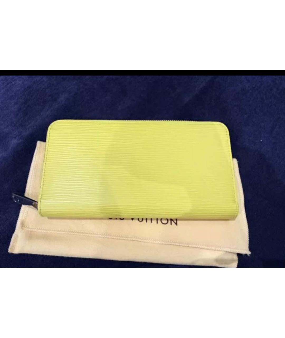 LOUIS VUITTON Желтый кожаный кошелек, фото 6