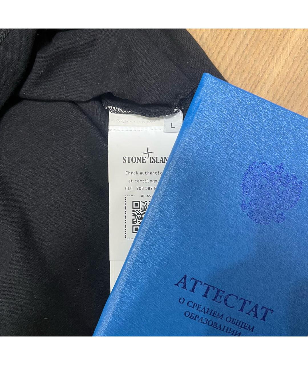 STONE ISLAND Черная хлопковая футболка, фото 6