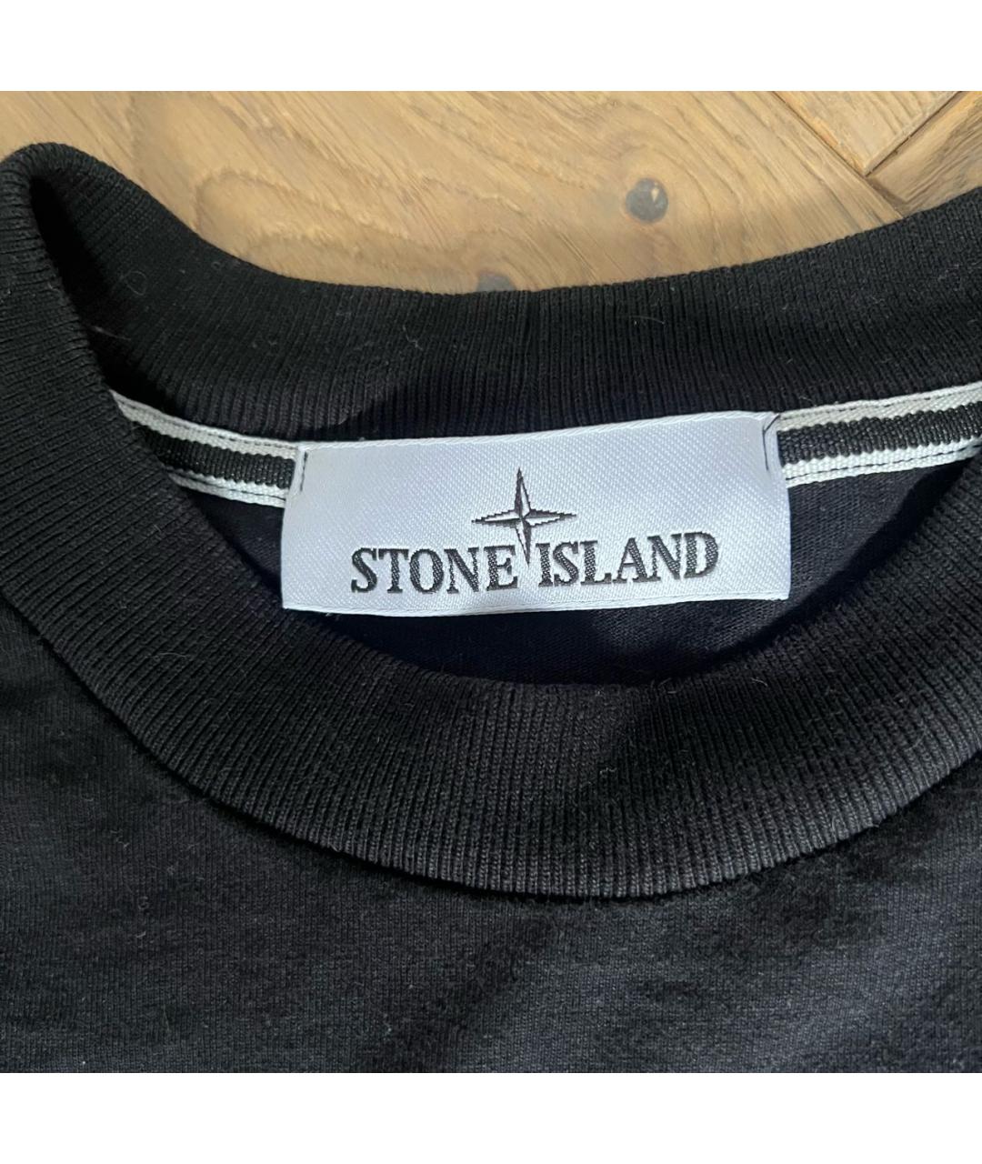 STONE ISLAND Черная хлопковая футболка, фото 3