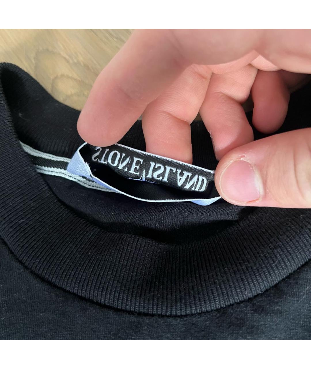 STONE ISLAND Черная хлопковая футболка, фото 4