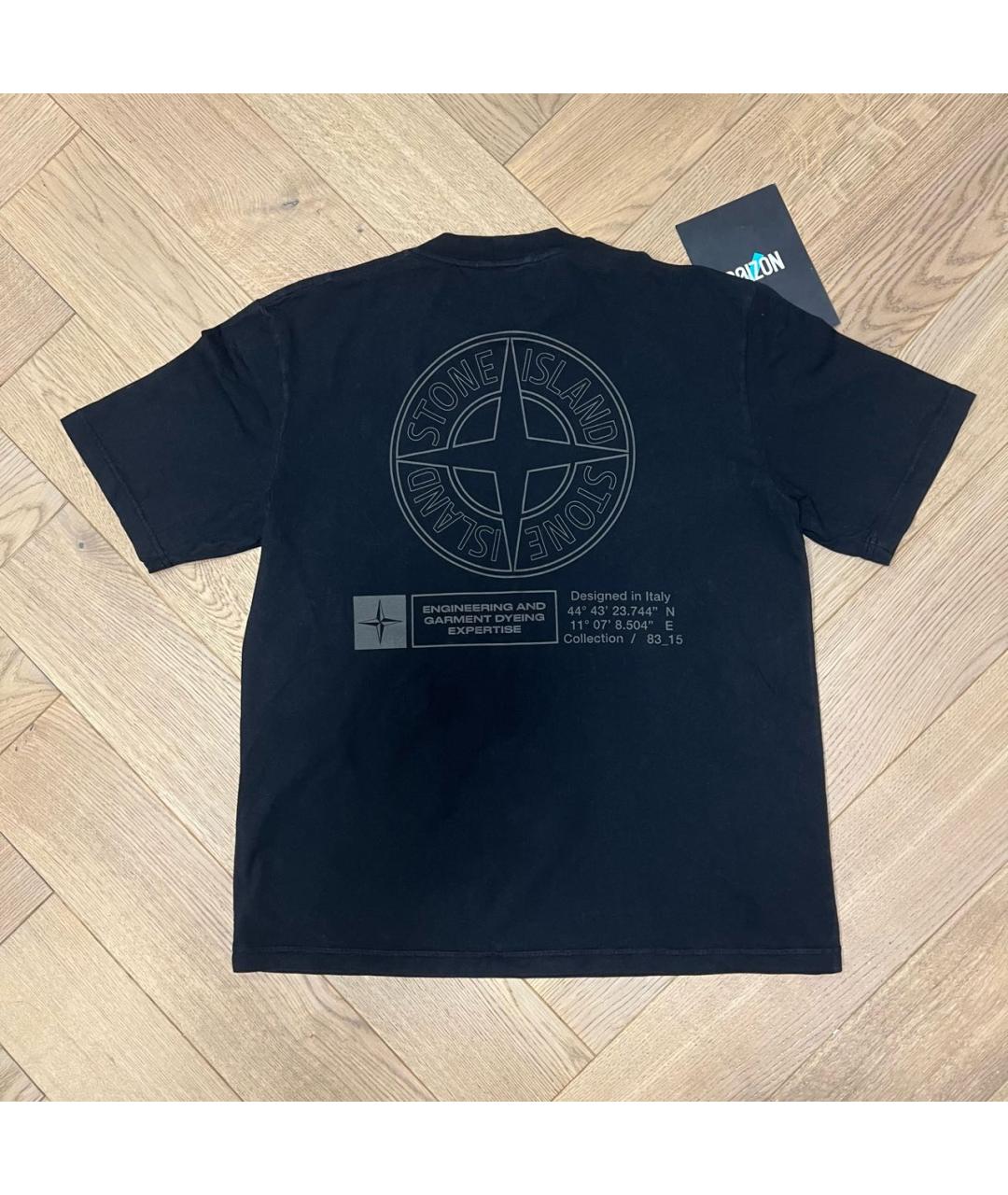 STONE ISLAND Черная хлопковая футболка, фото 2