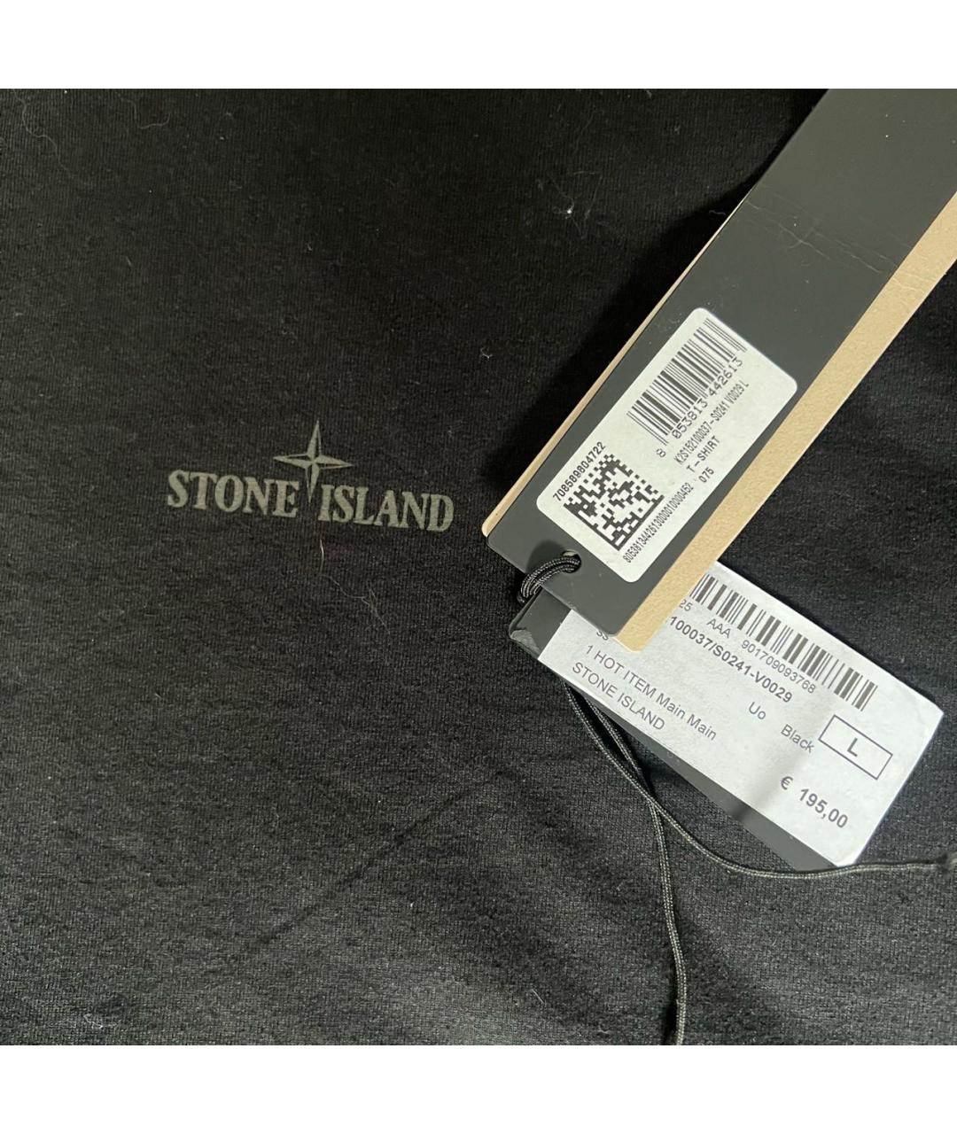 STONE ISLAND Черная хлопковая футболка, фото 5