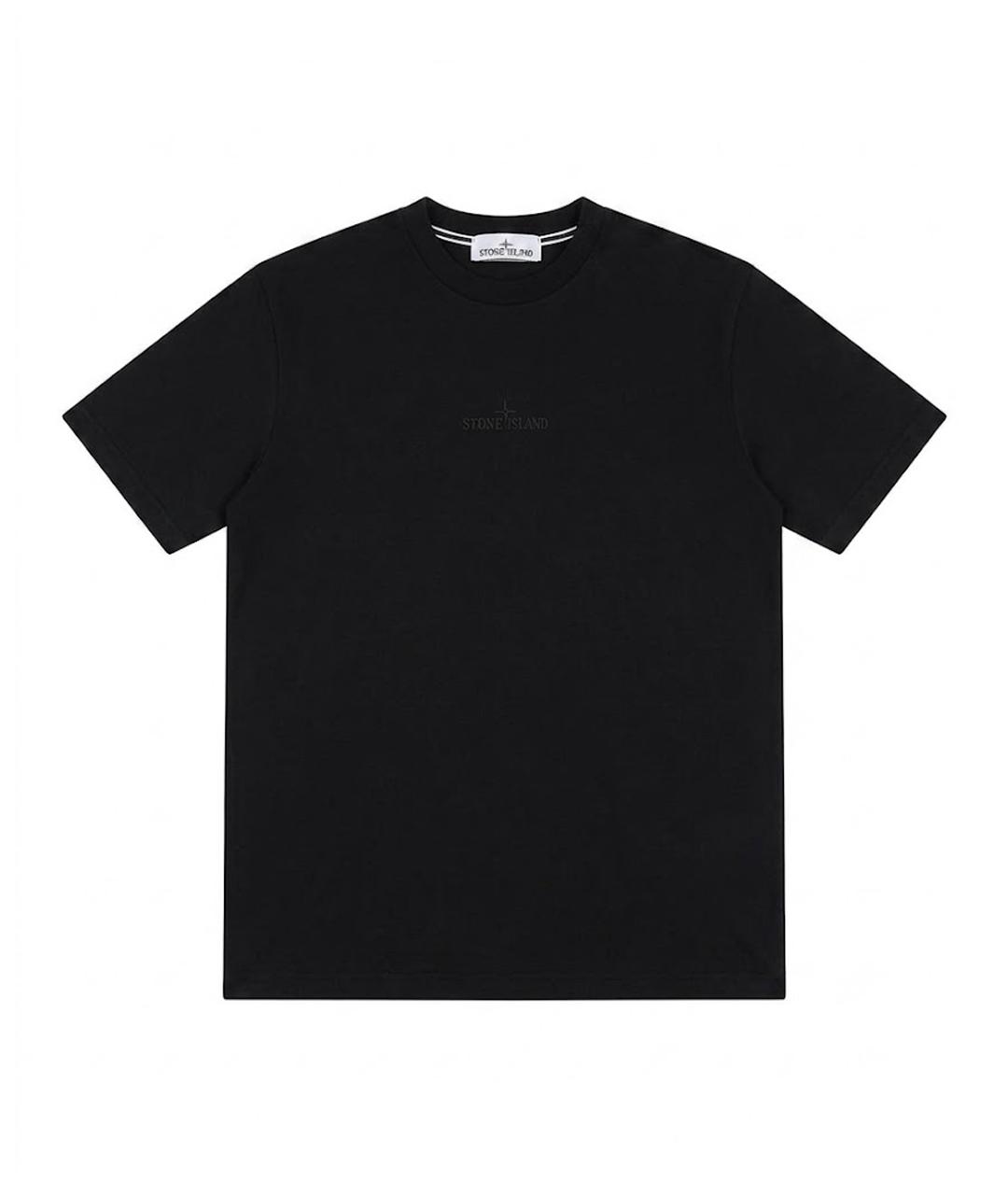 STONE ISLAND Черная хлопковая футболка, фото 1