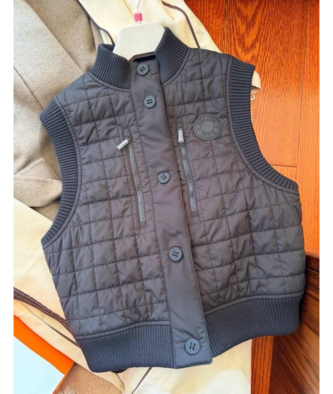 HERMES Черный хлопковый жилет, фото 6