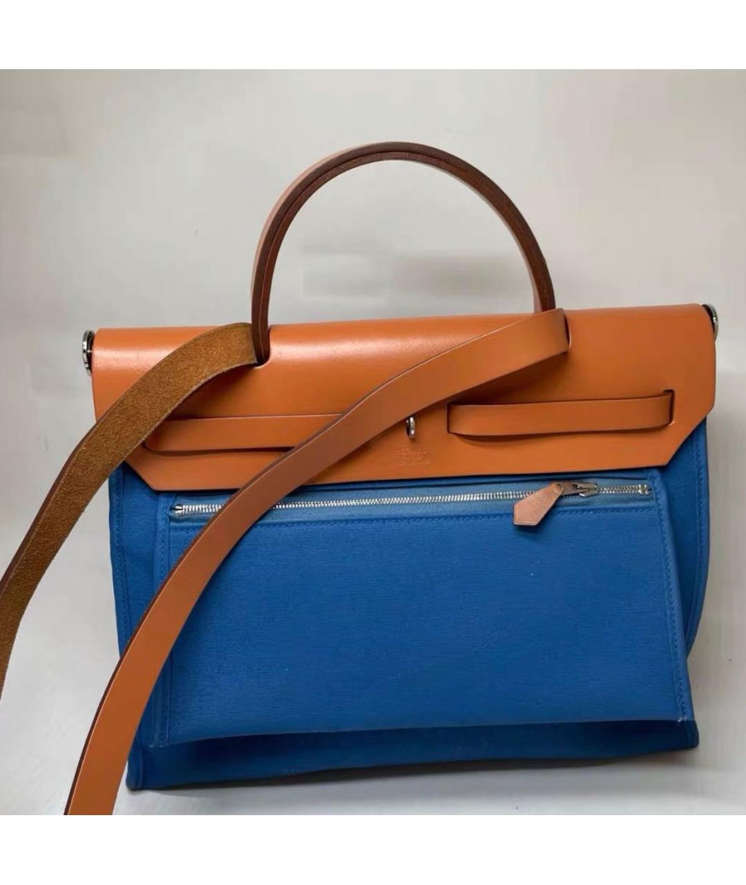 HERMES Синяя кожаная сумка тоут, фото 2