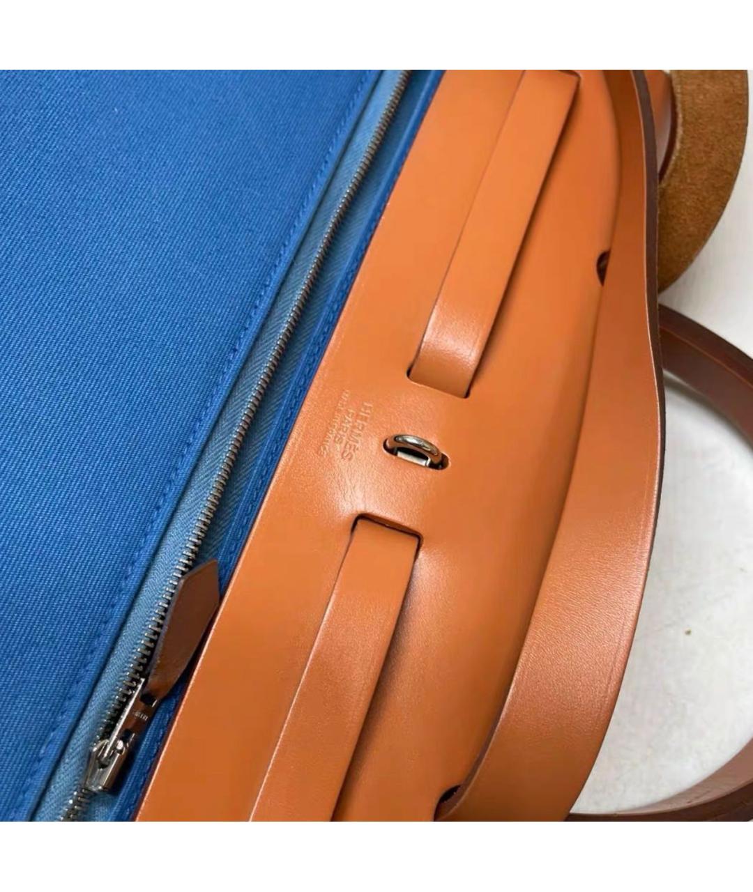 HERMES Синяя кожаная сумка тоут, фото 7