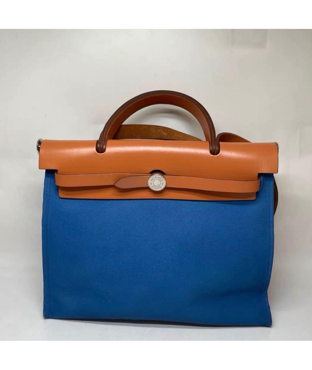HERMES Синяя кожаная сумка тоут, фото 8