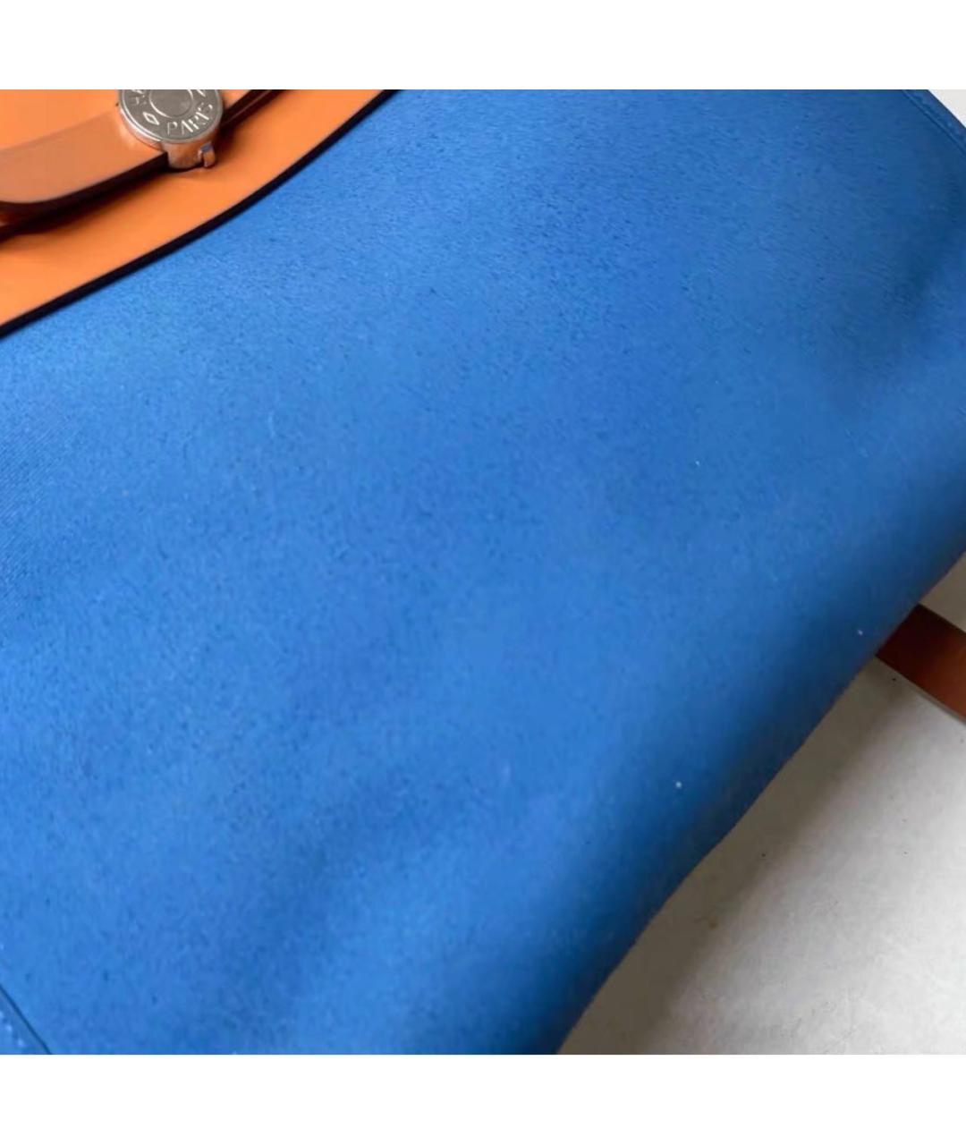 HERMES Синяя кожаная сумка тоут, фото 6