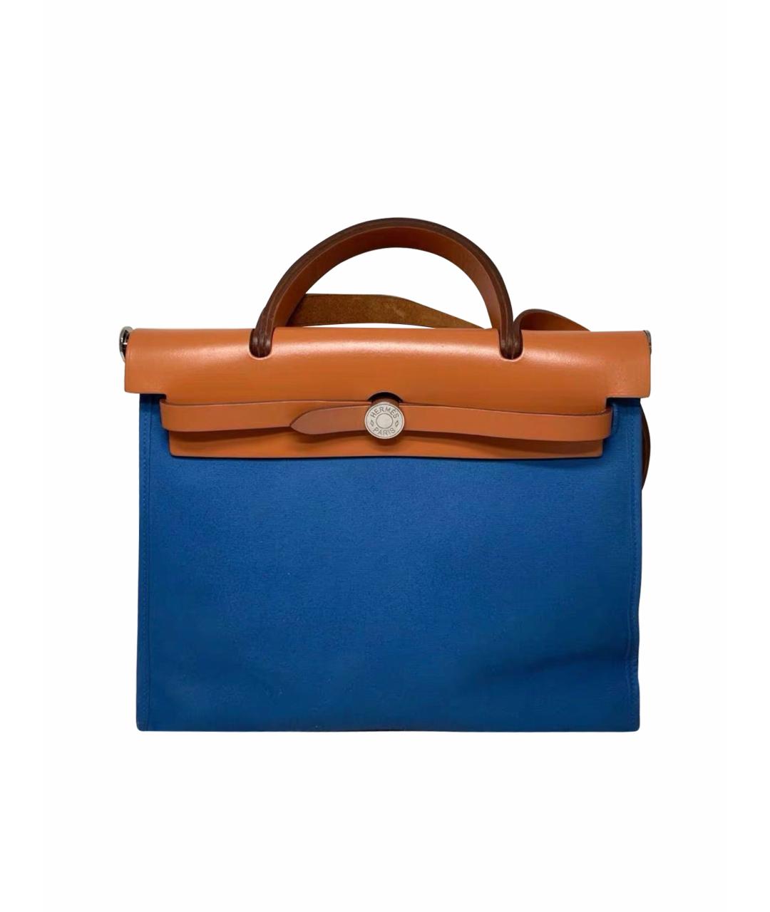 HERMES Синяя кожаная сумка тоут, фото 1