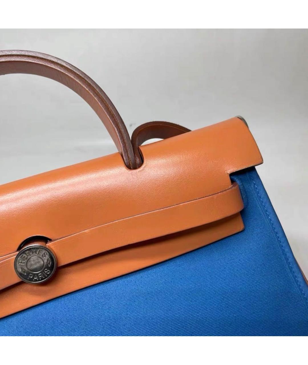 HERMES Синяя кожаная сумка тоут, фото 4