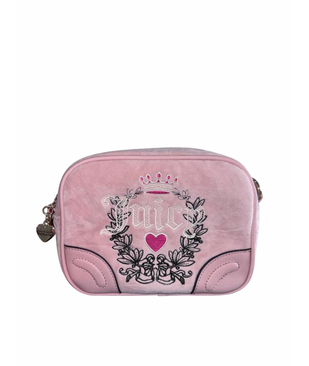 JUICY COUTURE Розовая бархатная сумка через плечо, фото 1