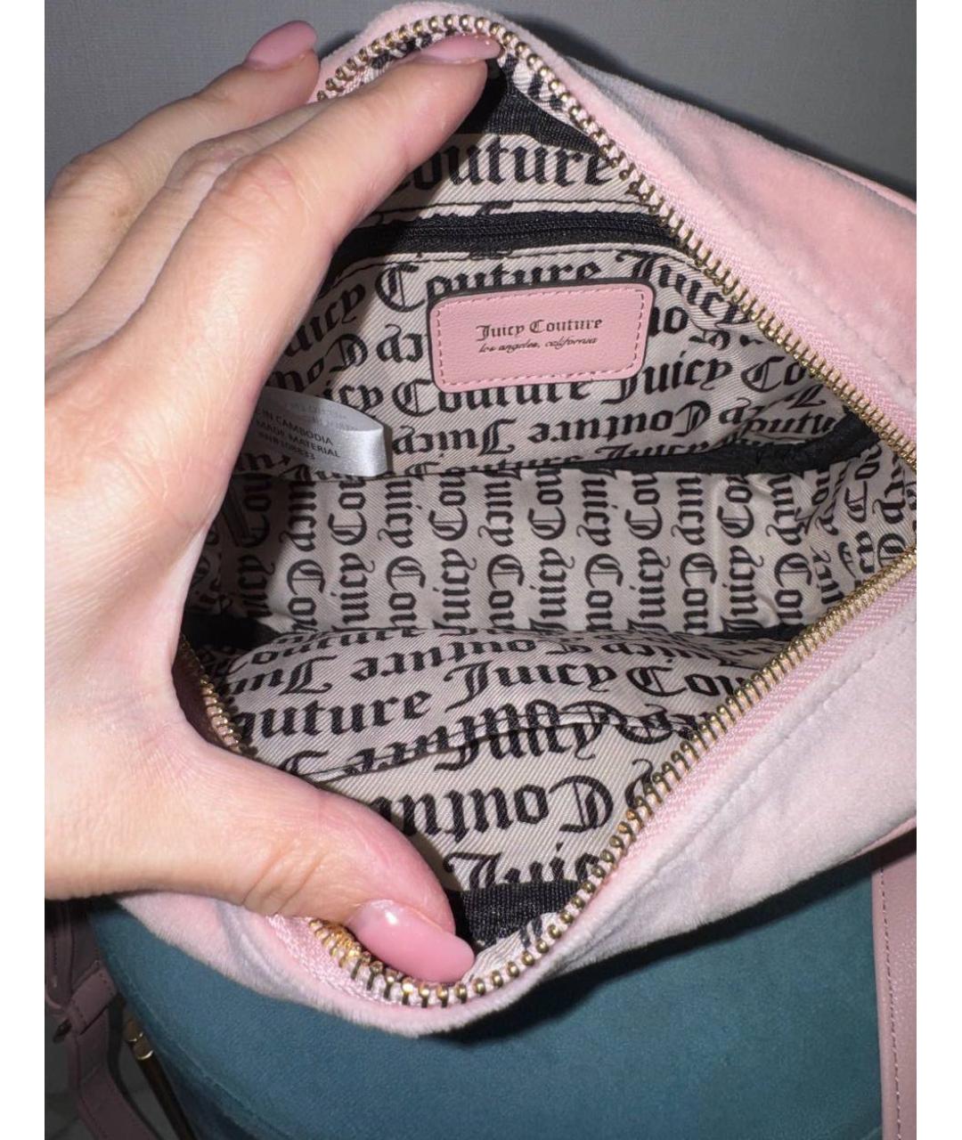 JUICY COUTURE Розовая бархатная сумка через плечо, фото 7