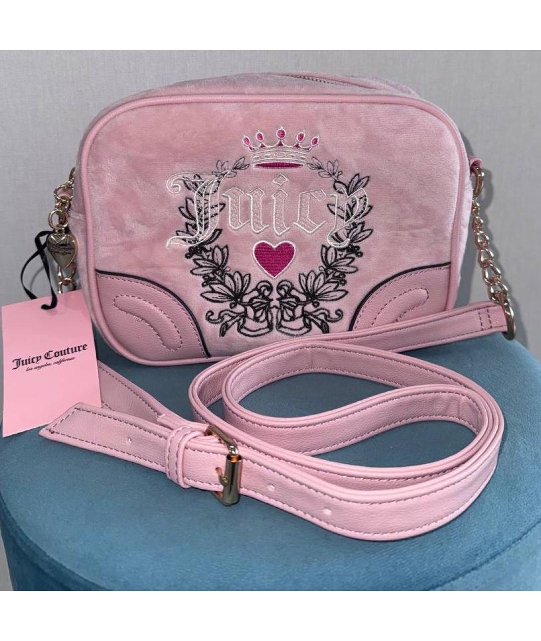 JUICY COUTURE Розовая бархатная сумка через плечо, фото 8