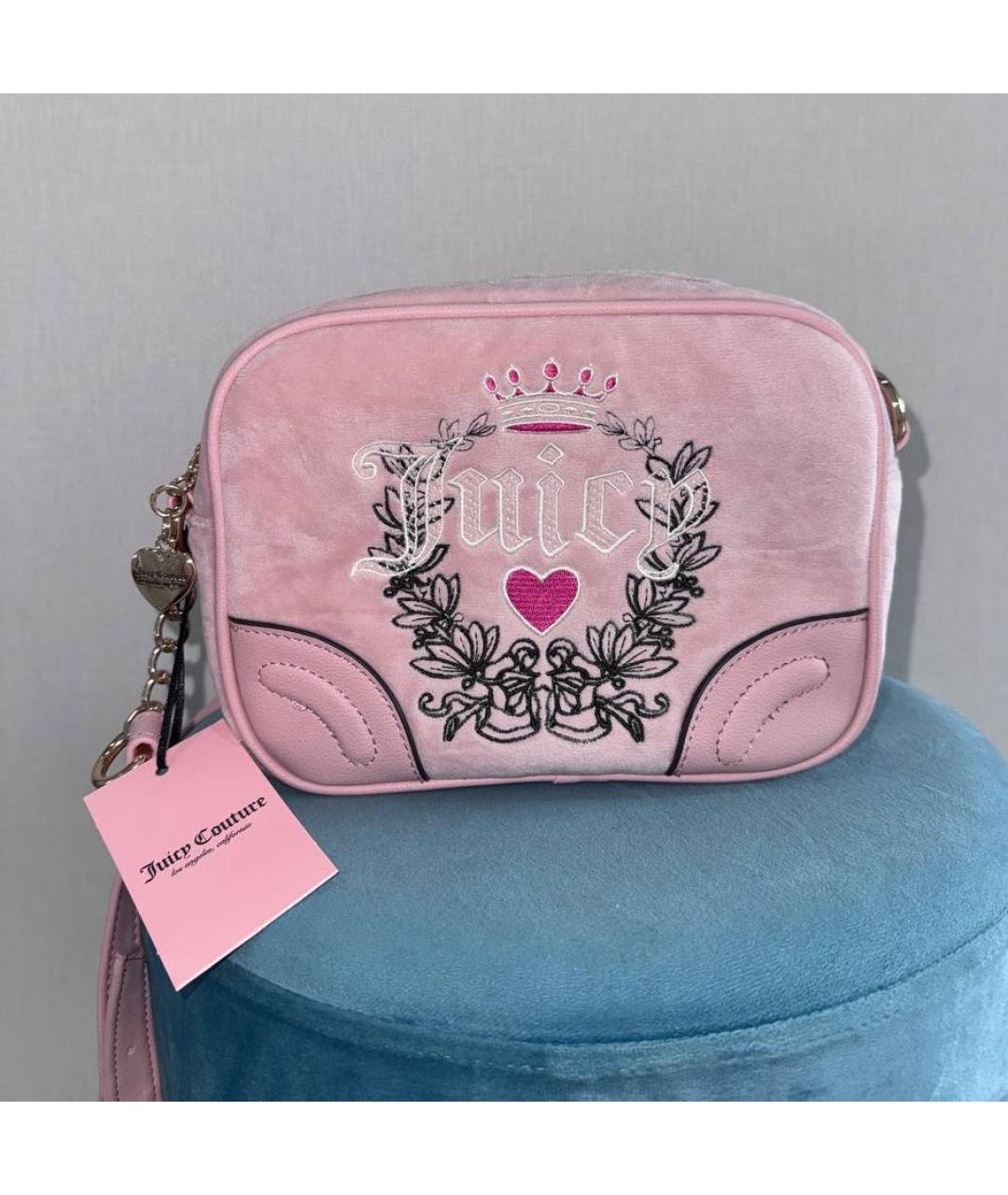 JUICY COUTURE Розовая бархатная сумка через плечо, фото 9