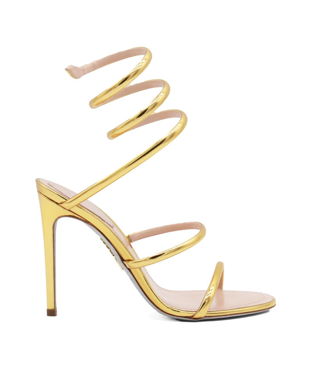 RENE CAOVILLA Золотые кожаные босоножки, фото 1