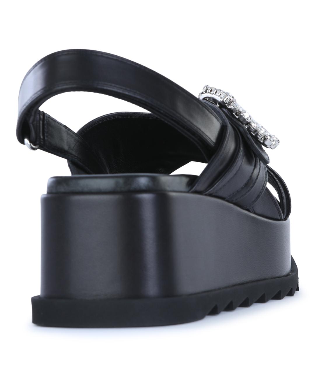 ROGER VIVIER Черные кожаные босоножки, фото 3