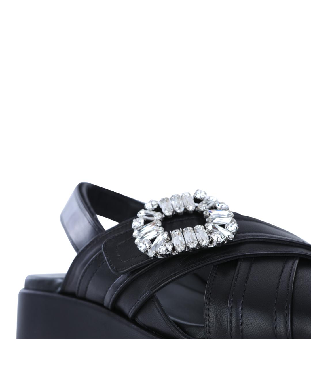 ROGER VIVIER Черные кожаные босоножки, фото 4