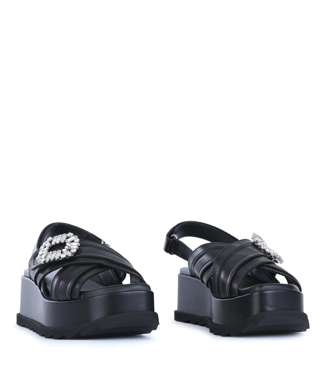 ROGER VIVIER Черные кожаные босоножки, фото 2