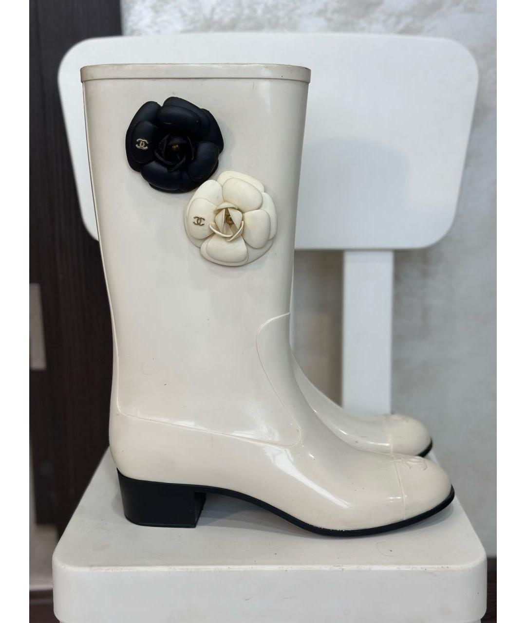 CHANEL Белые резиновые сапоги, фото 6