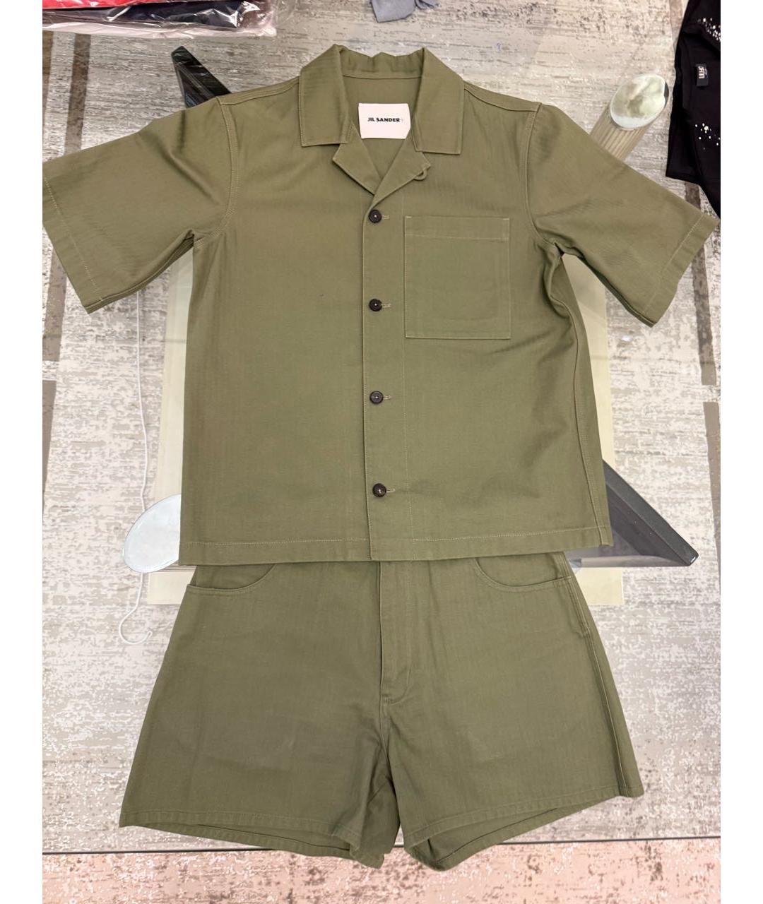 JIL SANDER Зеленый хлопковый костюм с брюками, фото 7