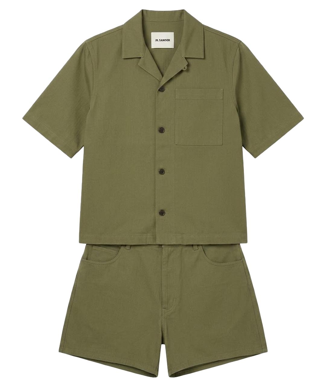 JIL SANDER Зеленый хлопковый костюм с брюками, фото 1