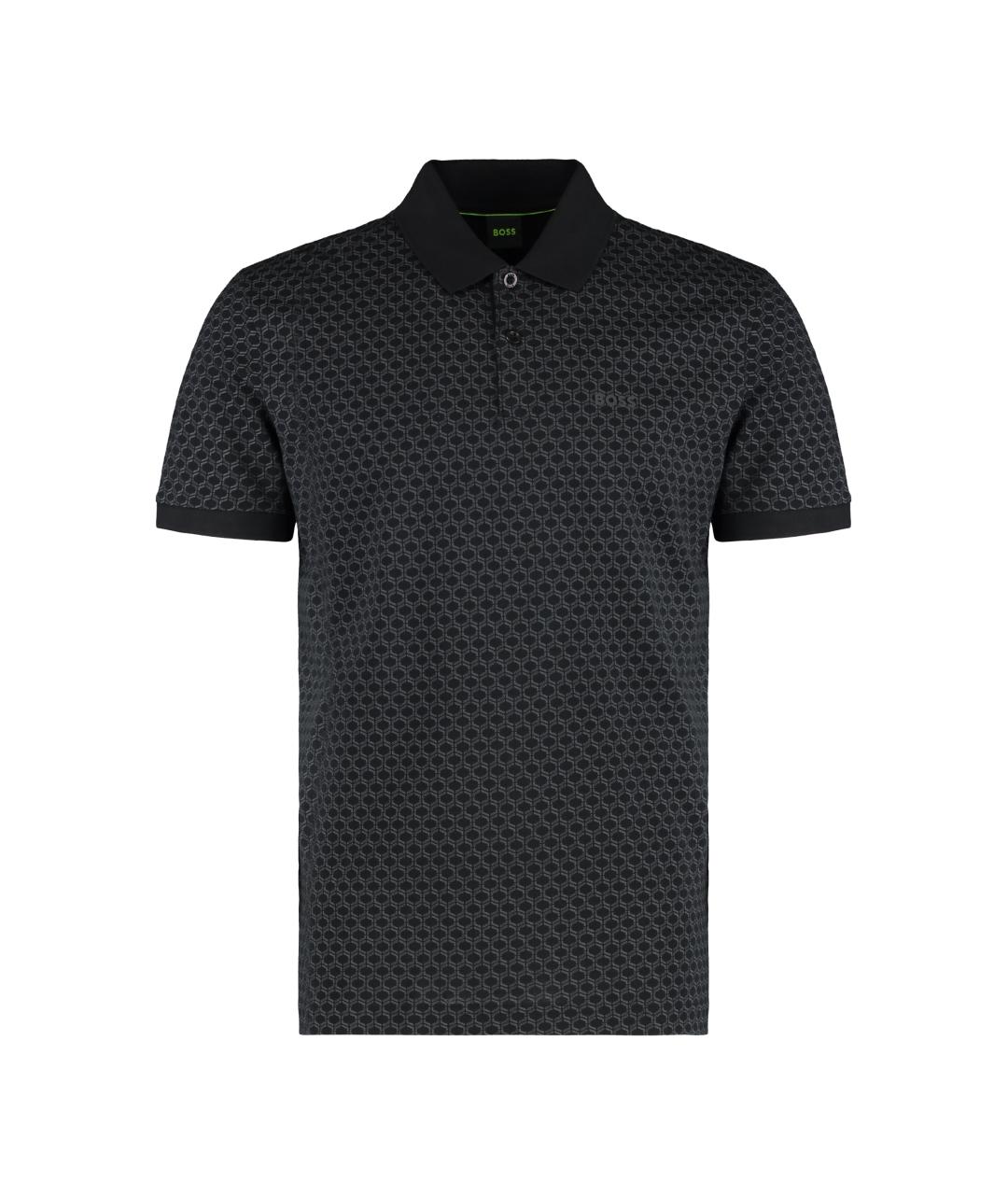HUGO BOSS Черное хлопковое поло с коротким рукавом, фото 1