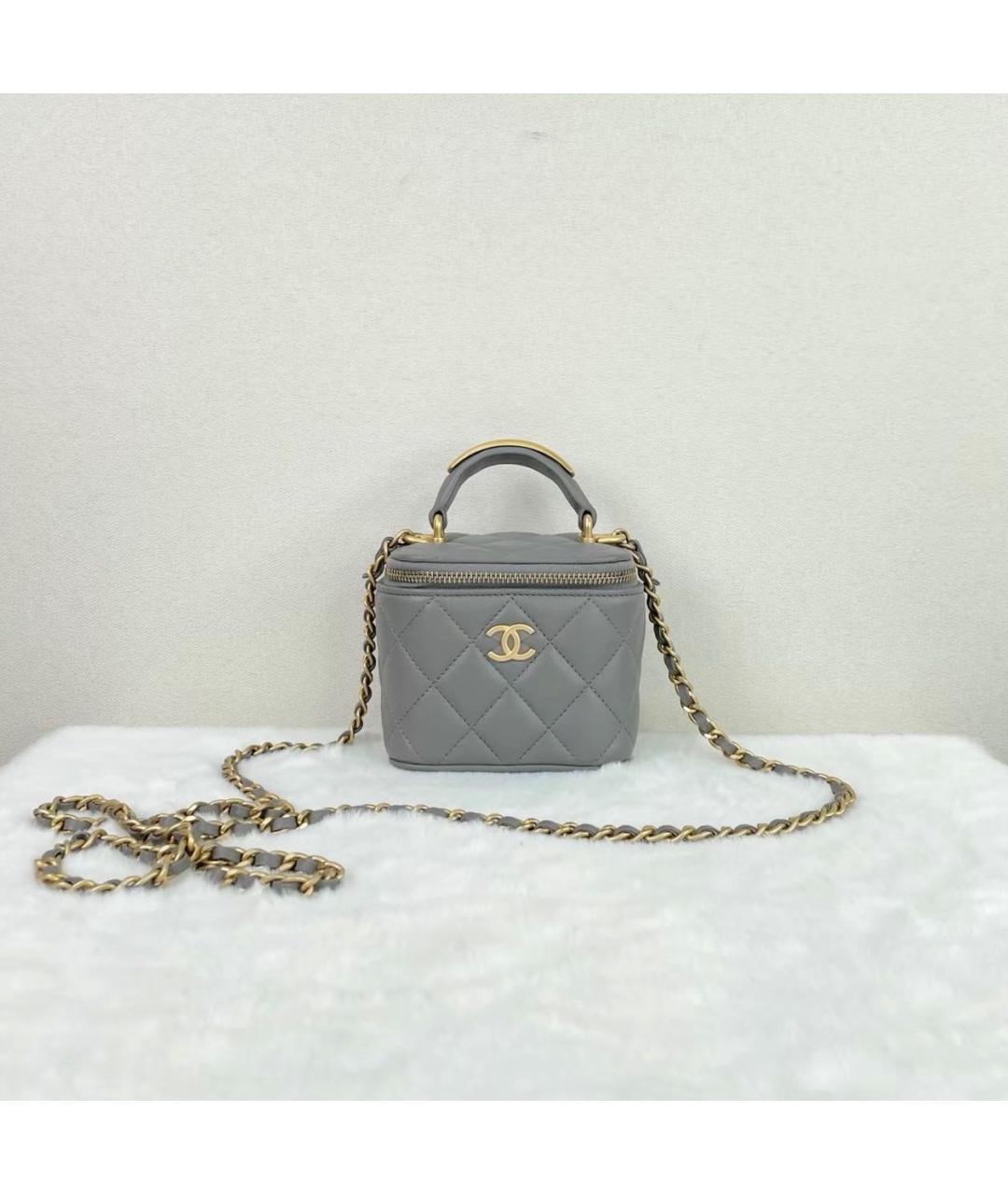 CHANEL Серая кожаная сумка через плечо, фото 7