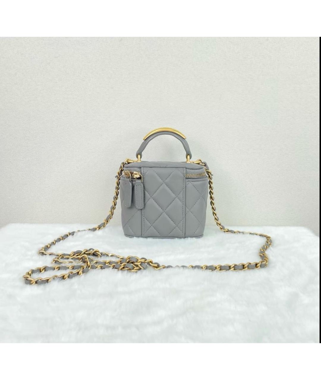 CHANEL Серая кожаная сумка через плечо, фото 8