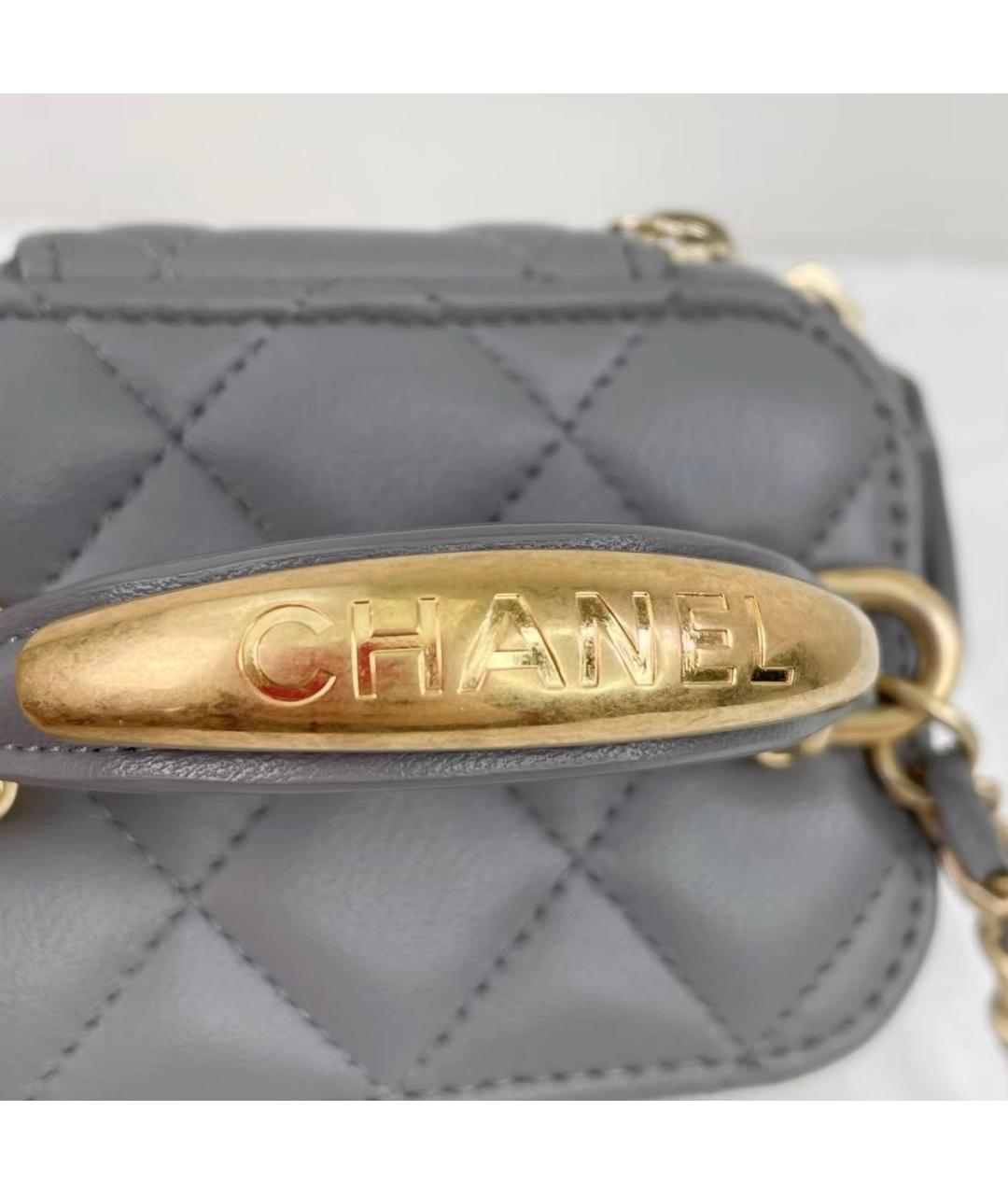 CHANEL Серая кожаная сумка через плечо, фото 4