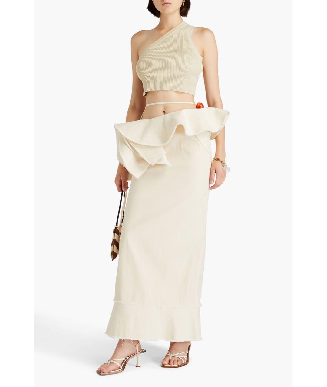 JACQUEMUS Бежевая хлопковая юбка макси, фото 6