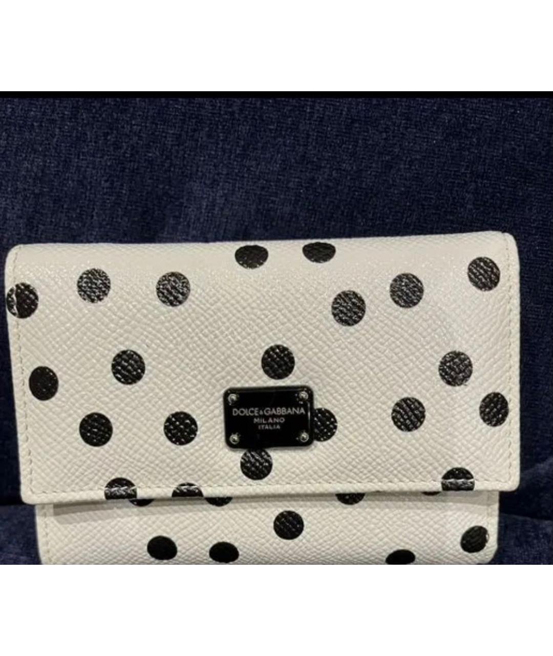 DOLCE&GABBANA Белый кожаный кошелек, фото 4