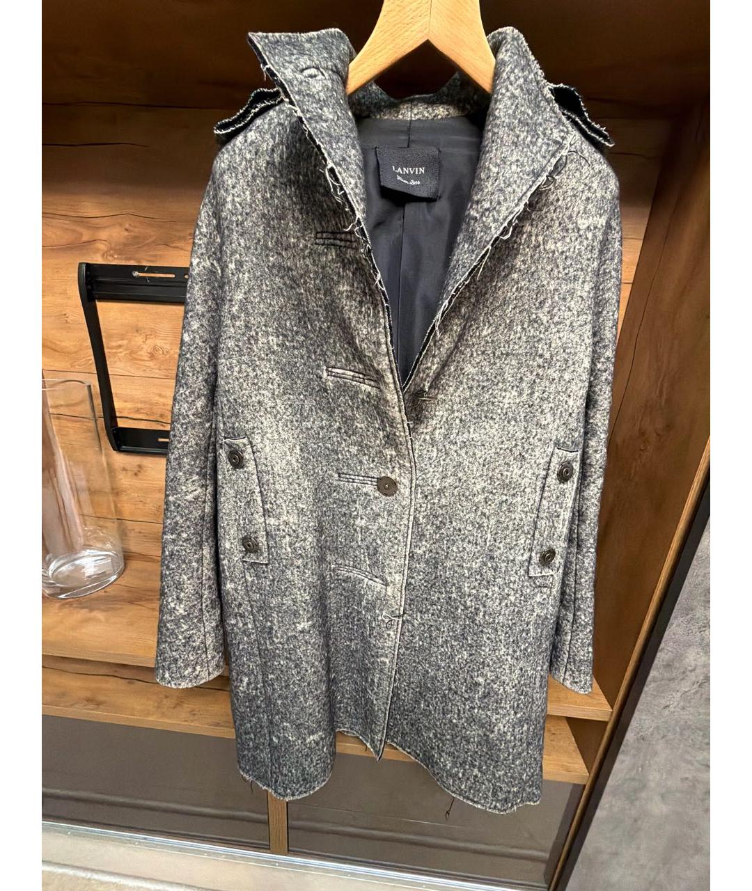LANVIN Серое хлопковое пальто, фото 7