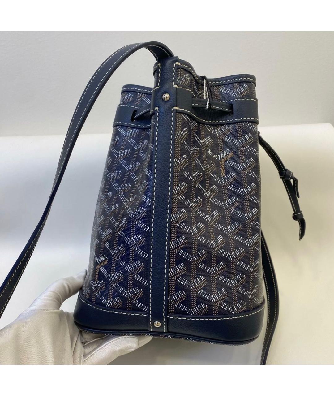 GOYARD Темно-синяя кожаная сумка через плечо, фото 2