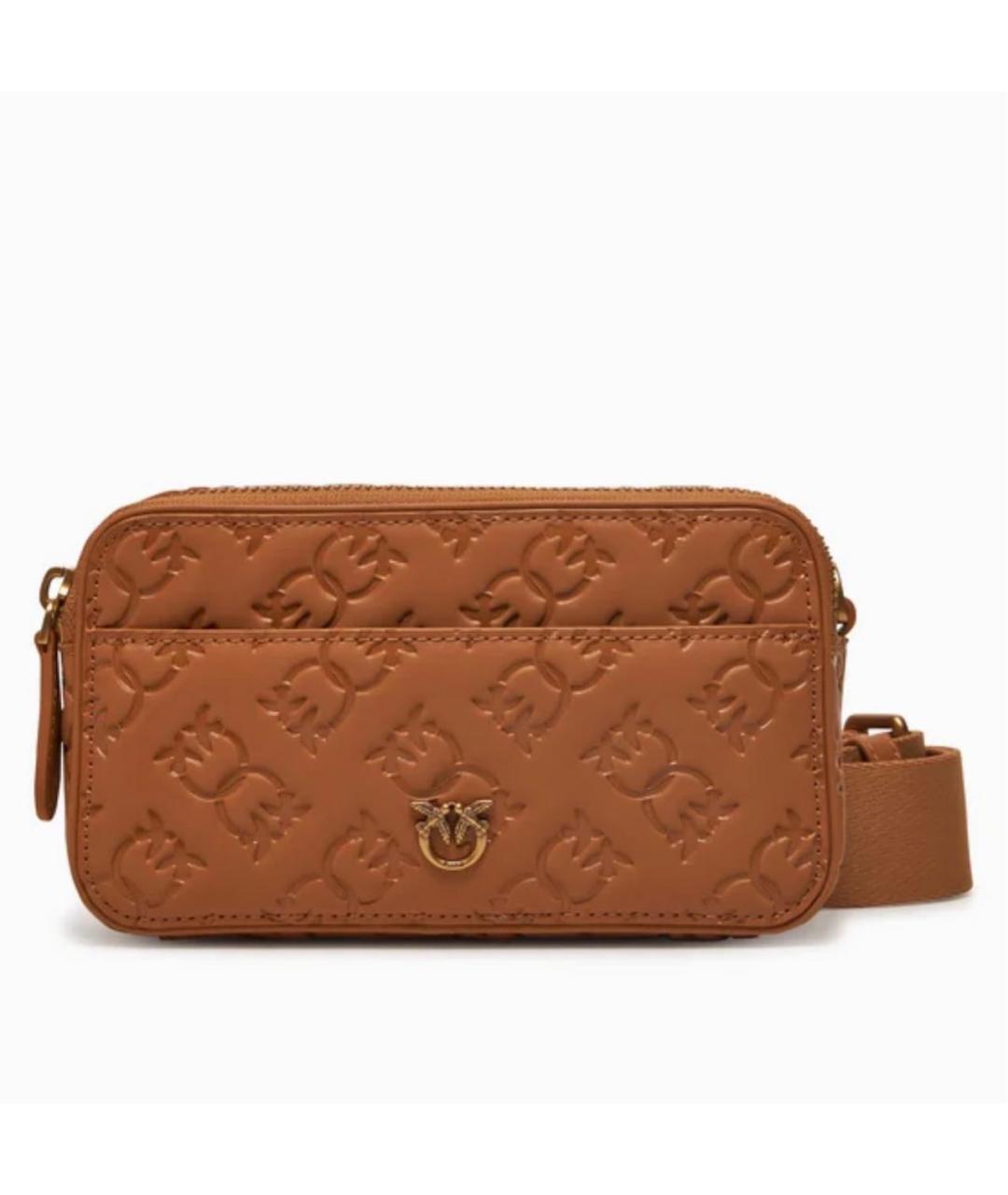 PINKO Коричневая кожаная сумка через плечо, фото 9